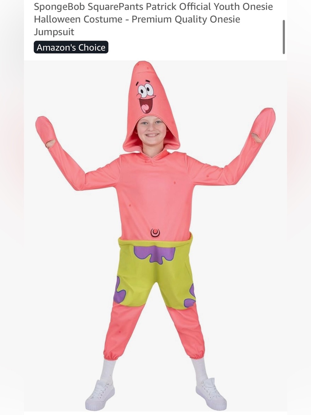 SpongeBob Squarepants Pink Starfish Costume with Green and Purple Accents